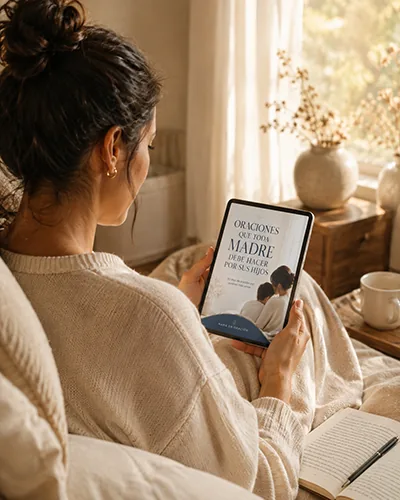 Madre leyendo el ebook en una tablet